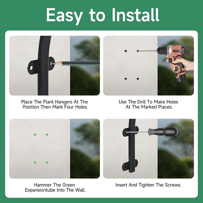 4 Pack 12Inch Plant Hanger, Sturdy Hanging Plant Bracket Hooks Outdoor - Image 7