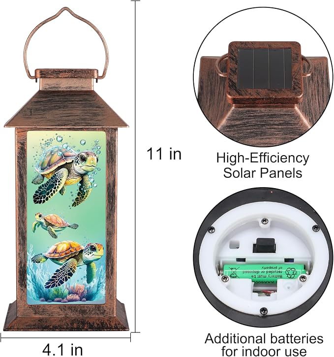 Outdoor Hanging Solar Lantern Waterproof Outside Turtle Pattern Landscape Lights - Image 5