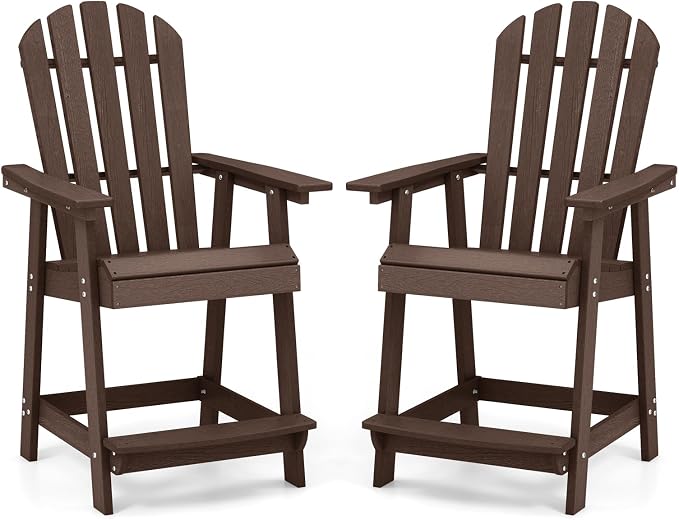 Tangkula Outdoor Bar Stool, HDPE Tall Adirondack Chair by TANGKULA