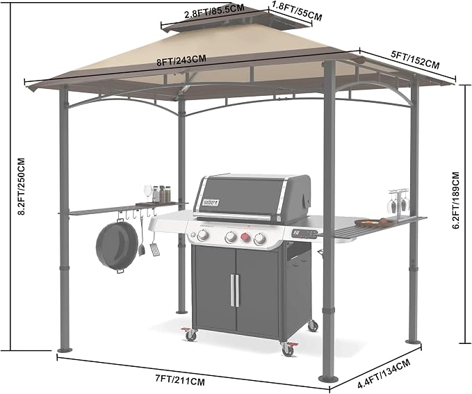 MASTERCANOPY 8 x 5 Grill Gazebo Outdoor BBQ Gazebo Canopy - Image 2