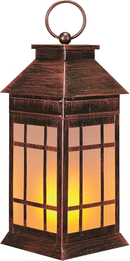 18" Glass Solar Lanterns Outdoor Waterproof, Large Solar Flickering Flame by anyperfect