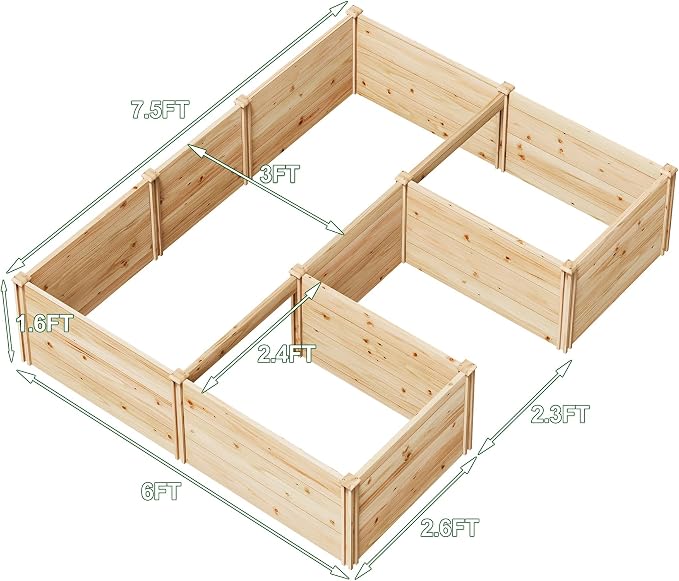 AMERLIFE U-Shaped Raised Garden Bed, 7.5Wx6Dx1.6H Free Combination Outdoor - Image 7