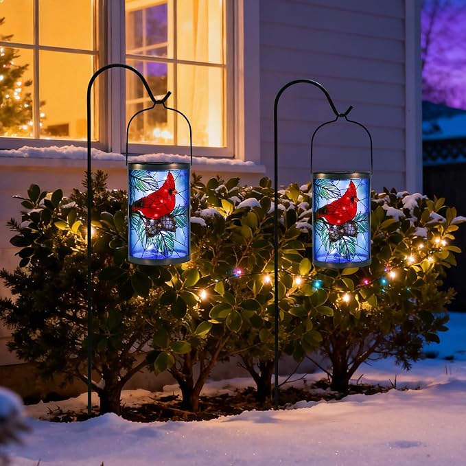 MUMTOP Hanging Solar Lanterns Outdoor Waterproof, Christmas Lantern Cardinal - Image 6