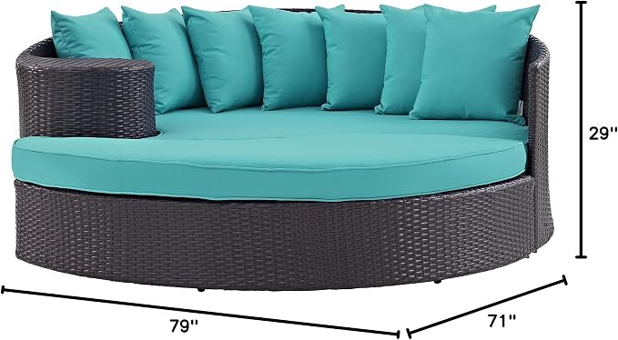 Modway Convene Wicker Rattan Outdoor Patio Poolside Sectional Sofa Daybed - Image 2