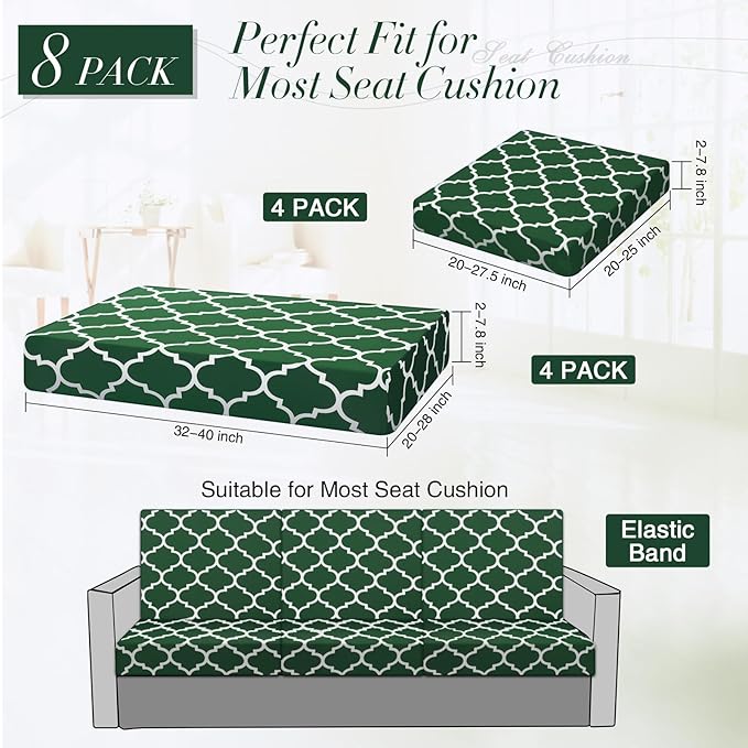Newwiee 8 Pcs Stretch Patio Outdoor Cushion Covers Waterproof Replacement Sofa - Image 4