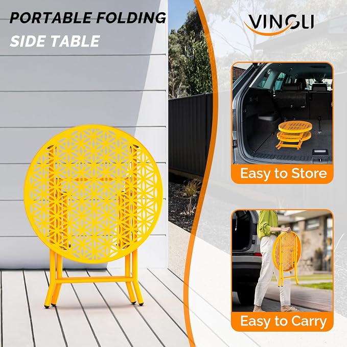 VINGLI Patio Folding Side Table, Small Outdoor Table - Image 5