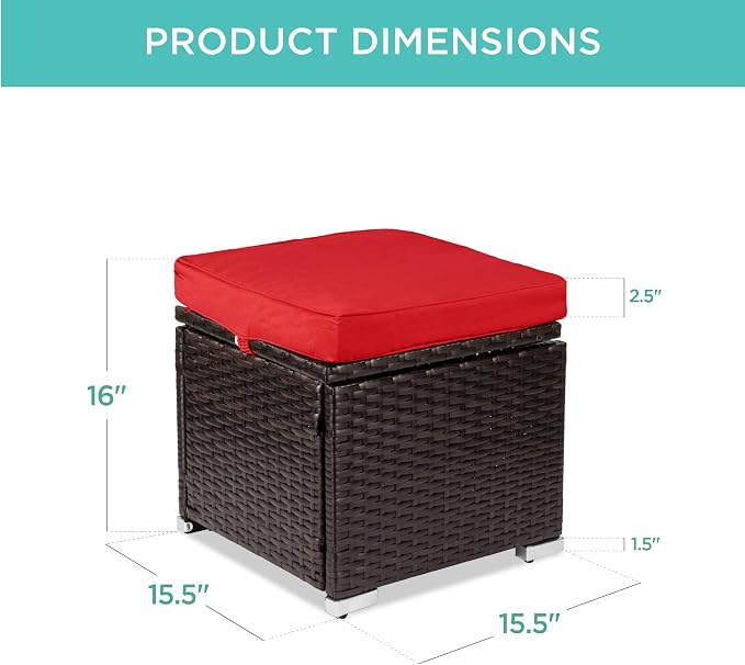 Best Choice Products Set of 2 Wicker Ottomans, Additional Seating, Side Table - Image 3