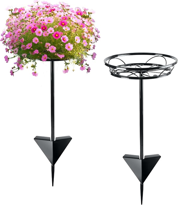 Tellingyou 2 Pack Adjustable Outdoor Flower Pot Stand, Metal Outdoor Plant by Tellingyou
