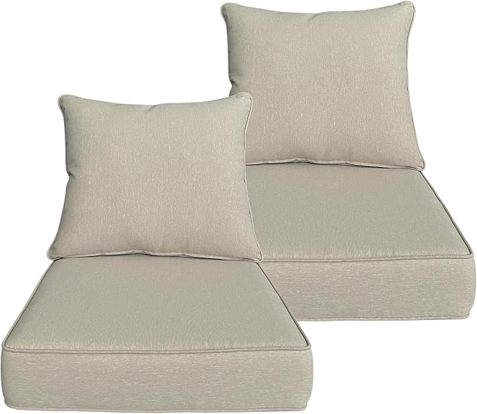 Goodgoods 22x24 inch Outdoor/Indoor Deep Seat Patio Cushions Set of 2 Resilient by Goodgoods