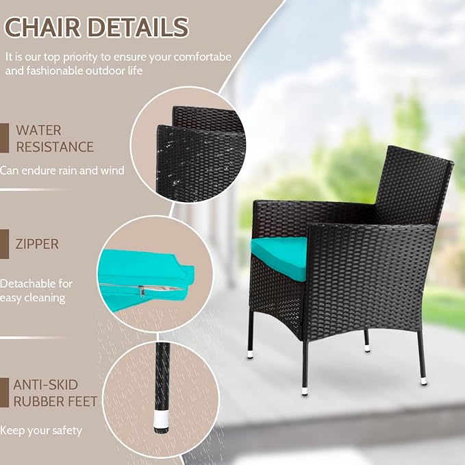 FDW Rattan Furniture Wicker Chair Patio Bristo Set - Image 5