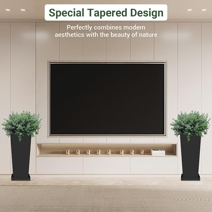 Tall Outdoor Planters Set of 2, 24 inch Tall Planters - Image 4