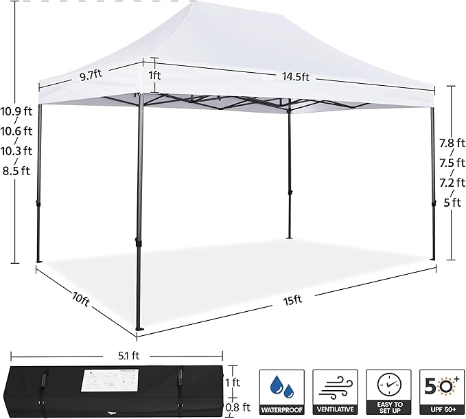 Yaheetech Heavy Duty Pop Up Canopy Tent, 10x15 Commercial Instant Shelter Tent - Image 4
