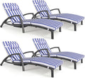 Chaise Lounge Chairs Outdoor Set of 4, Comfy Outside Wicker Patio Pool Lounge by ZZWHOM