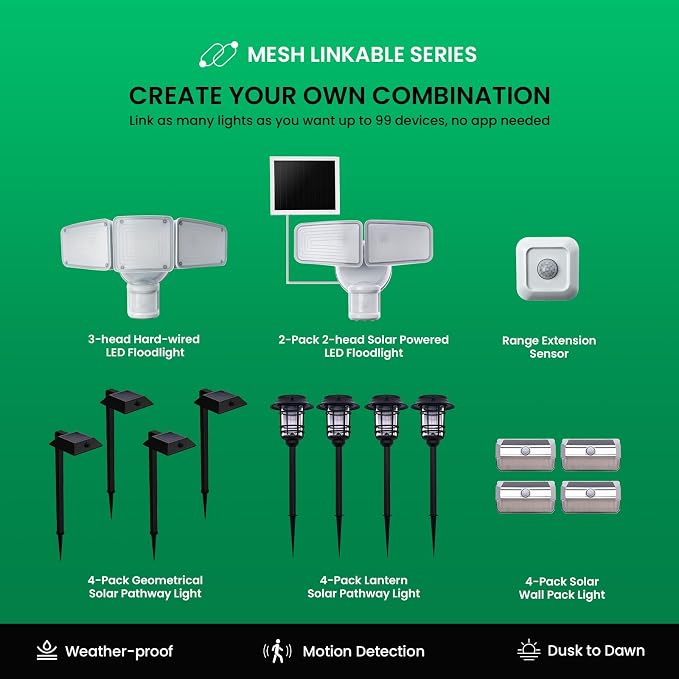Mesh Linkable Series 4-Pack Solar LED Security Pathway Light w/ LiFePO4 Battery - Image 9
