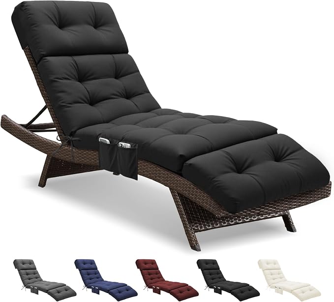 Outdoor Chaise Lounge Chair Cushion Waterproof 74.4 x 22 x 4.7 Inches Lounge by Unknown