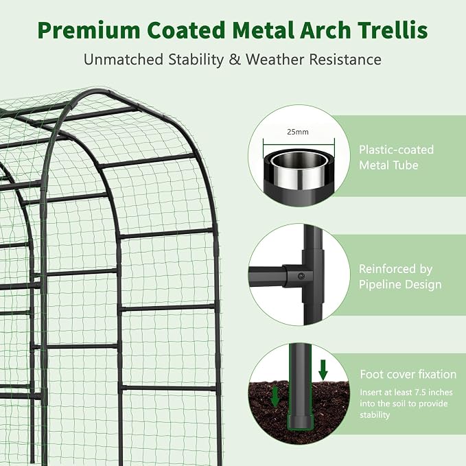 Tall Garden Arch Trellis for Climbing Plants, 88in Tall Metal Plant Support - Image 6