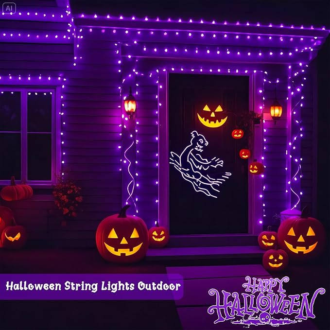 4 Pack Purple Solar Halloween Lights Outdoor Waterproof, 180FT 320 LED Solar - Image 6