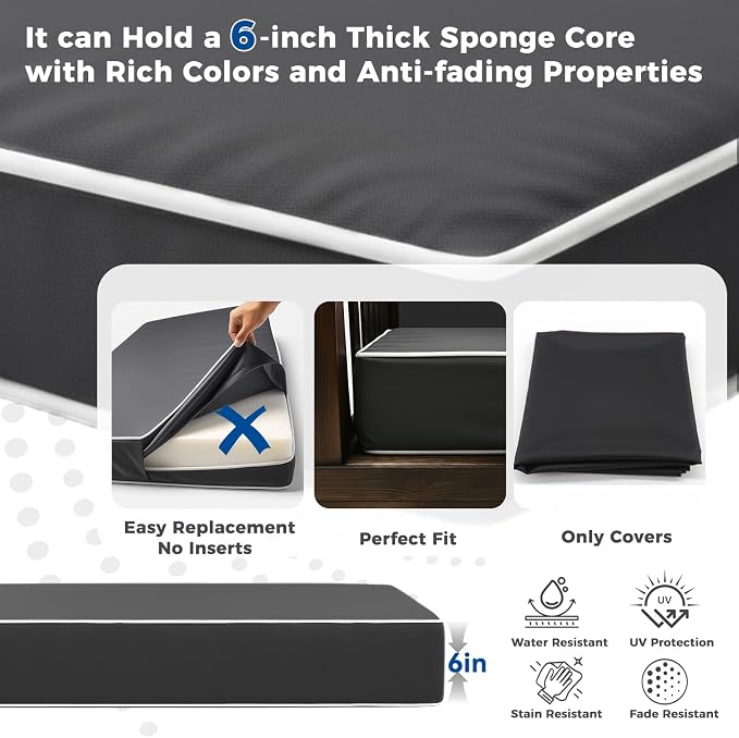 Outdoor Twin Porch Mattress Cover Waterproof, 6inch Outdoor Mattress Cover - Image 5