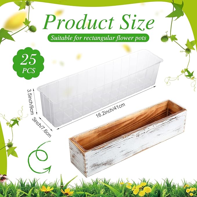 Domensi 25 Pcs Plastic Liners for Planters Planter Box Liner Clear Rectangular - Image 2