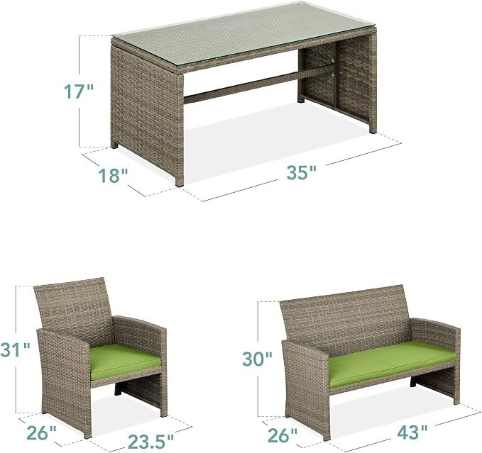 Best Choice Products 4-Piece Outdoor Wicker Patio Conversation Furniture Set - Image 7