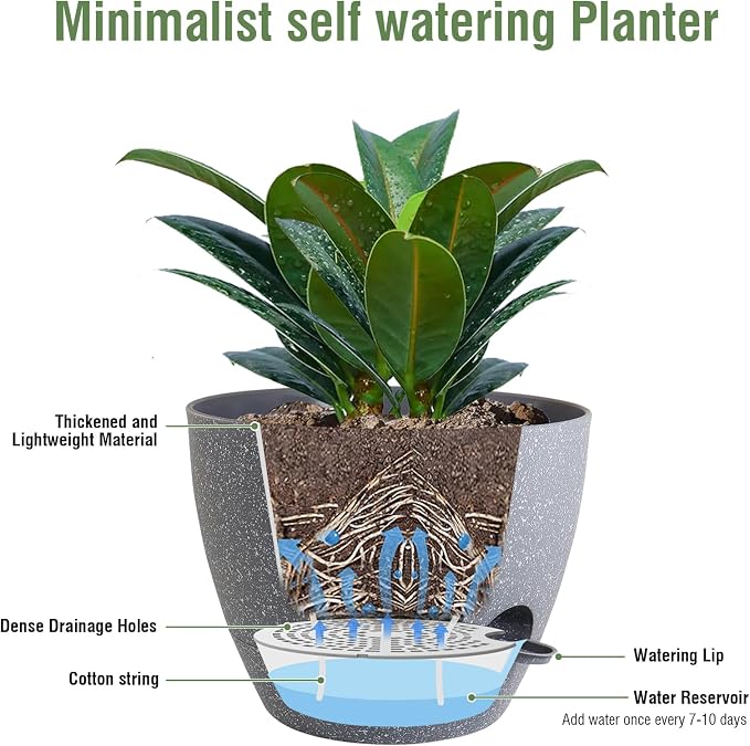 12 inch Large Self Watering Pots, Plant Pots - Image 4