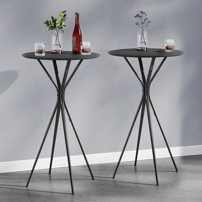 VASAGLE Bar Tables Set of 2, Round Cocktail High Top Pub Bistro Table by VASAGLEbySONGMICSHOME
