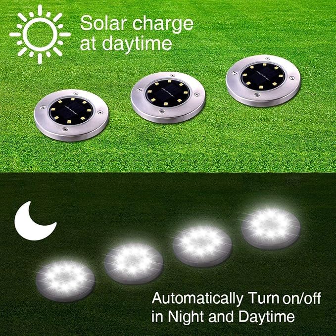ZGWJ Solar Ground Lights, 16 Pack Waterproof Solar Garden Lights, Upgraded - Image 3
