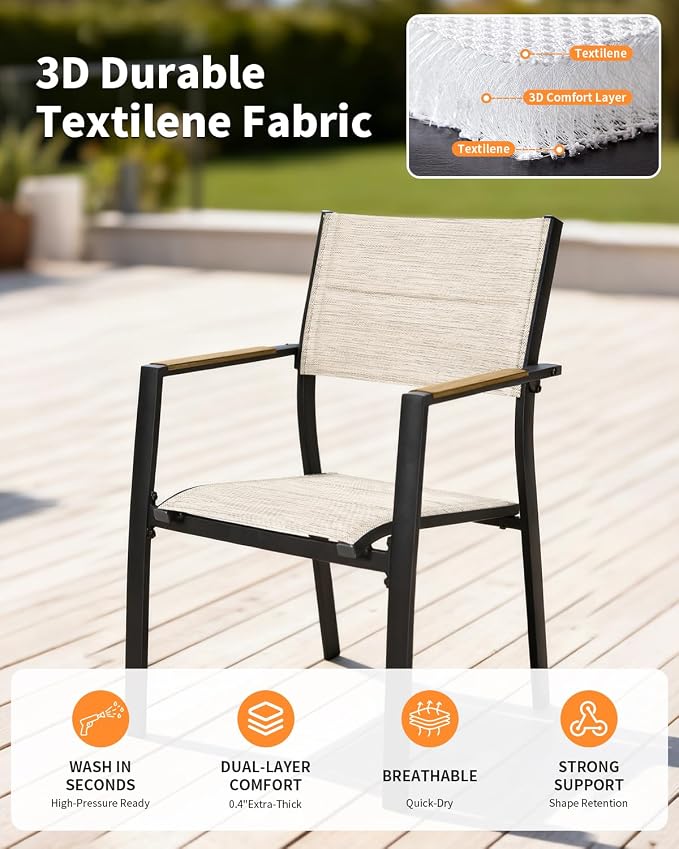5 Pieces Expandable Patio Dining Set, Never-Rust Aluminum Outdoor Dining Table - Image 5