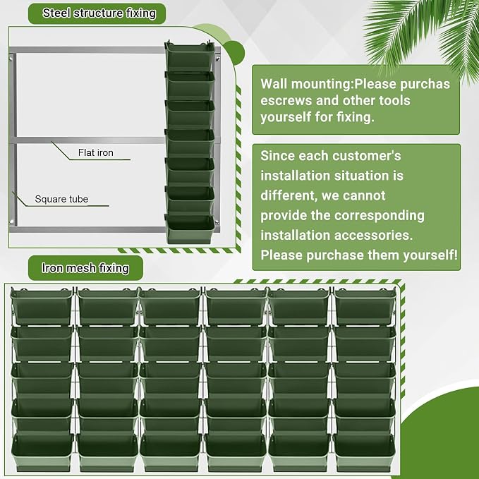 30 Set 60 Pocket Vertical Stackable Wall Planters Kit Outdoor Self Watering - Image 5
