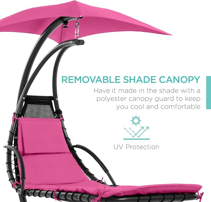Best Choice Products Outdoor Hanging Curved Steel Chaise Lounge Chair Swing - Image 4