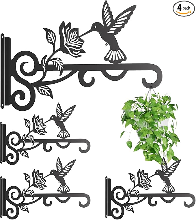 4-Pack Aesthetic Plant Hangers Outdoor – 10 Inch Metal Hanging Plant Bracket by Unknown