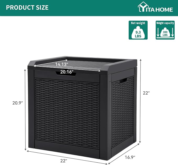 YITAHOME 32 Gallon Rattan Deck Box, Indoor Outdoor Storage Box - Image 5