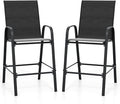 Tangkula Outdoor Bar Stools Set of 2, Enlarged Seat & Metal Frame, Tall Patio by TANGKULA