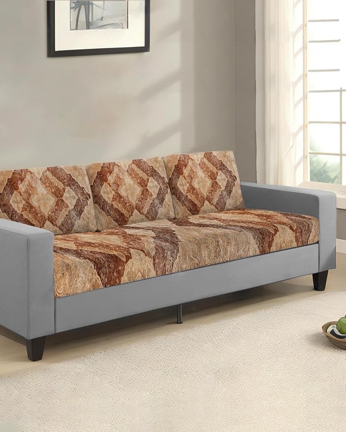 Brown Abstract Stretch Couch Sofa Cushion Covers, Sectional/Individual/L/T - Image 2