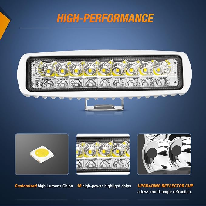 Nilight Marine LED Pods Navigation Lights 2PCS 54W Blue White Flood Beam Ponton - Image 8