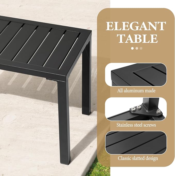 Crestlive Products Outdoor Side Table Set of 2, Aluminum Rectangular Side/End - Image 5