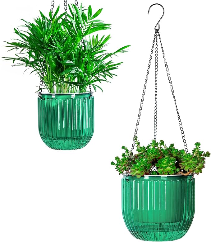 Josteve 5.2/8.2 Inch 2 Pcs Self Watering Hanging Planter Indoor Plant Pots by Josteve
