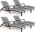Chaise Lounge Chairs Outdoor Set of 4, Comfy Outside Wicker Patio Pool Lounge by ZZWHOM