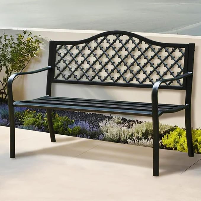 PHI VILLA 50" Outdoor Garden Patio Metal Bench by PHIVILLAThepioneerofcomfortablehouseholdsupplies