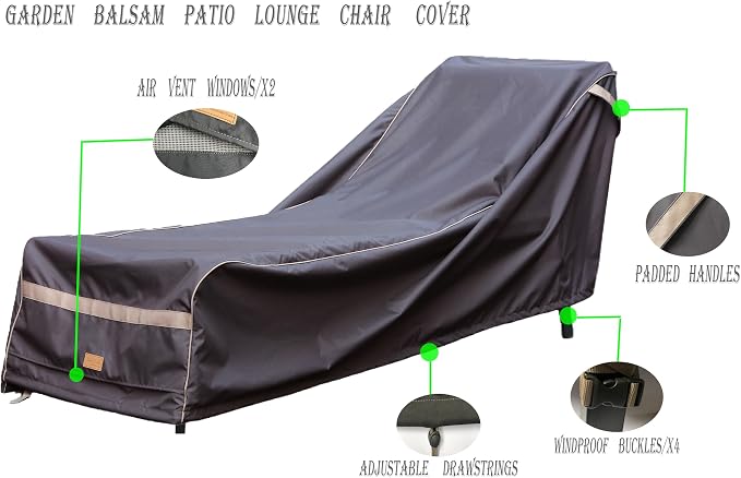 Patio Chaise Lounge Cover Waterproof, Heavy Duty Outdoor Lounge Chair Covers - Image 3