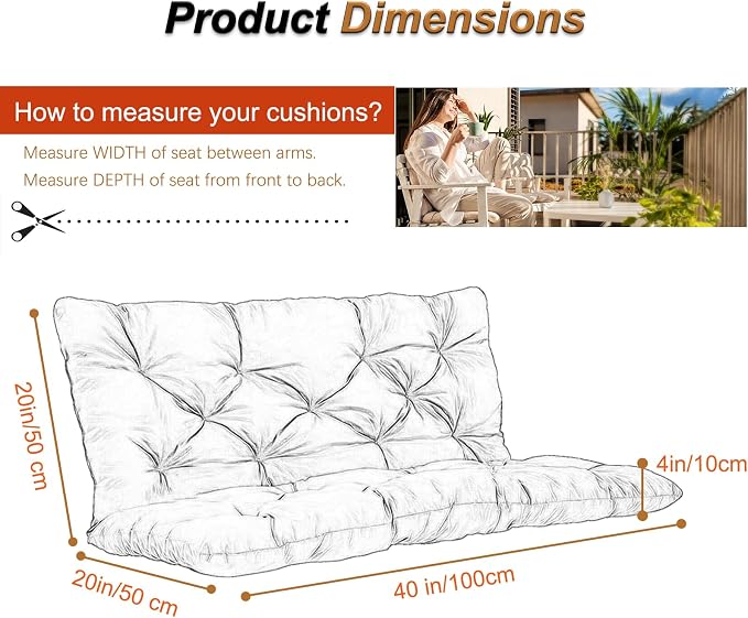 2-3 Seat Swing Replacement Cushion, Outdoor Bench Cushions - Image 6