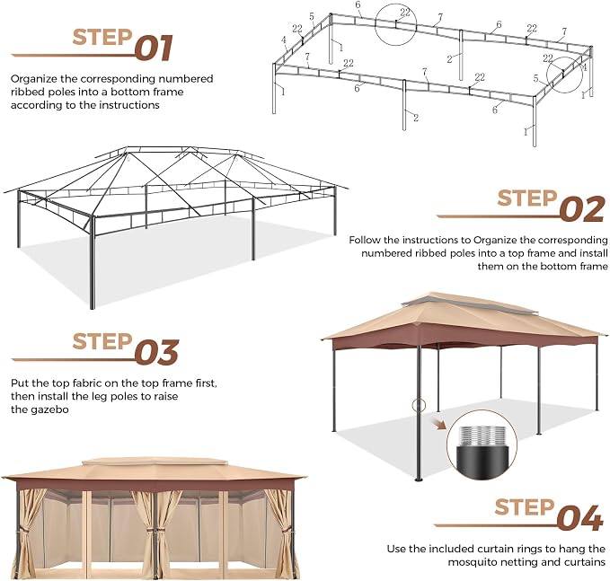 COBIZI Gazebo 12x20 Heavy Duty Gazebos - Image 4