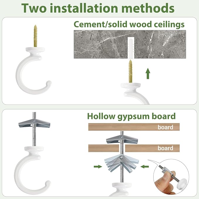 Mkono Ceiling Hooks for Hanging Plants, Swag Hook Plant Wall Hanger Heavy Duty - Image 6