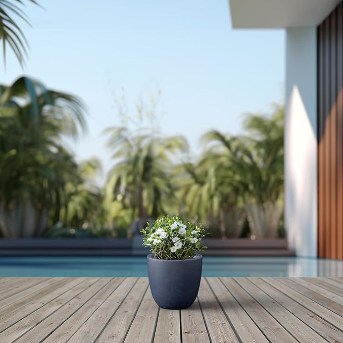 Kante 10 Inch Dia Round Concrete Planter, Indoor Outdoor Large Plant Pot - Image 7