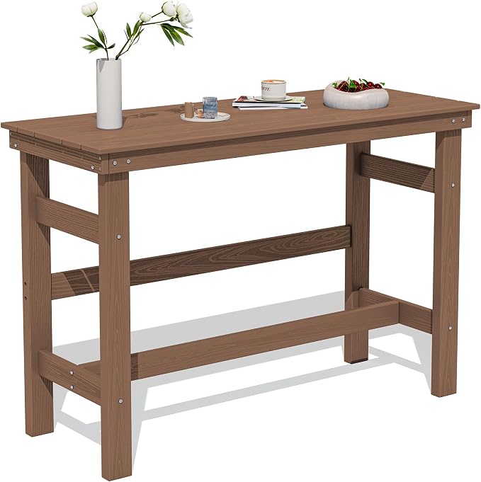 SERWALL 41" Outdoor Bar Table, All Weather HDPE Patio Bar Counter Height Table by SERWALL