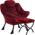 Lazy Chair with Folding Ottoman, Leisure Sofa Chair, Soft Fabric Armchair with by Congermom
