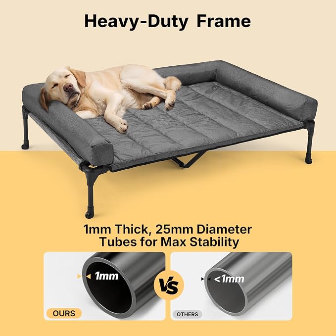 Veehoo Cooling Elevated Dog Bed Add Removable Waterproof Bolster Cushion Mat - Image 6