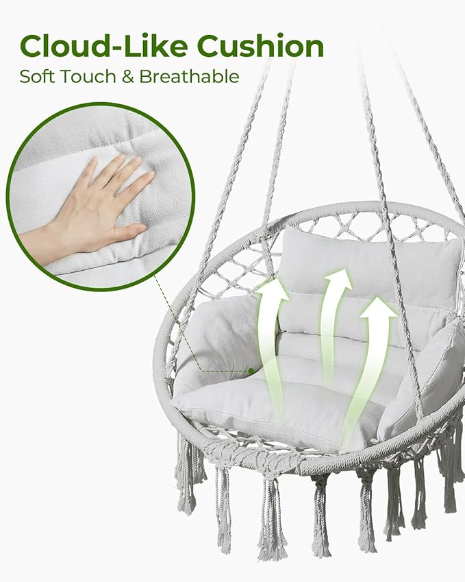 Greenstell Hammock Chair, Macrame Swing Chair - Image 3