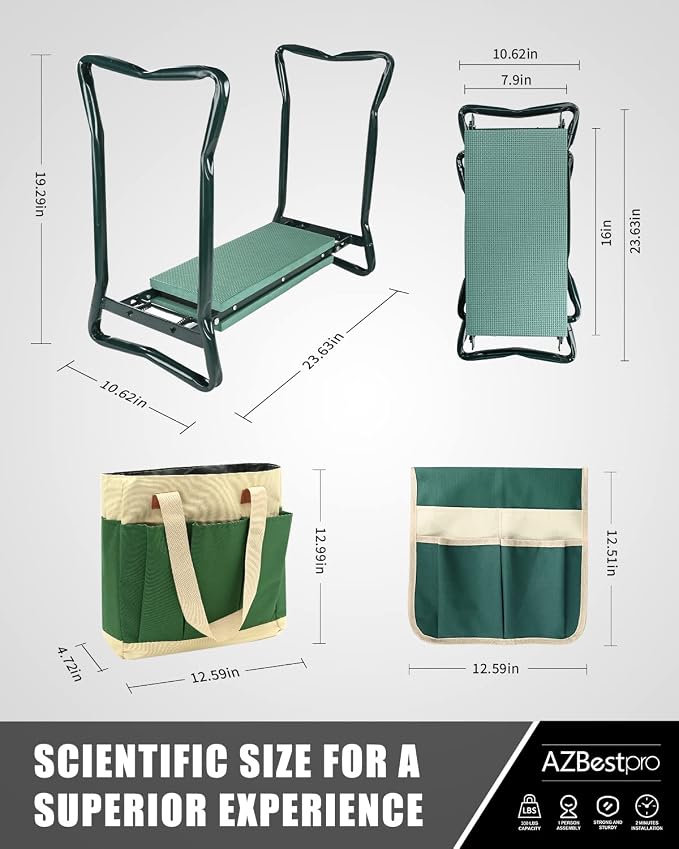 Garden Stool and Kneeler, Foldable Gardening Bench - Image 2