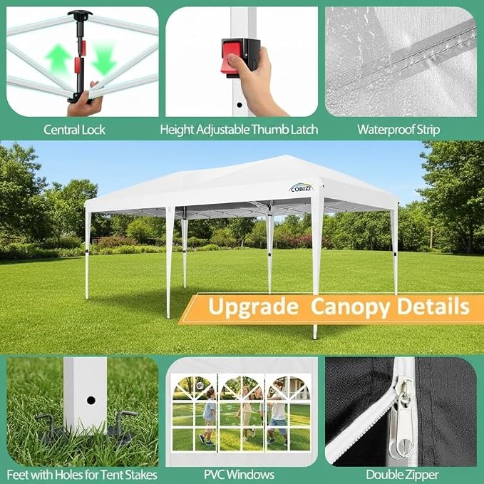 COBIZI 10x20 Pop Up Canopy Tent Commercial Instant Shelter - Image 2